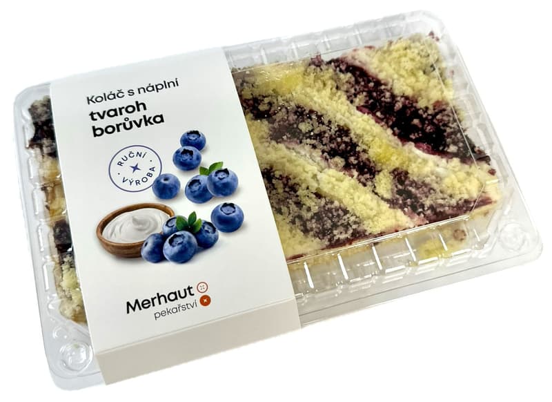 Merhautovo pekařství Koláč krájený tvaroh a borůvka