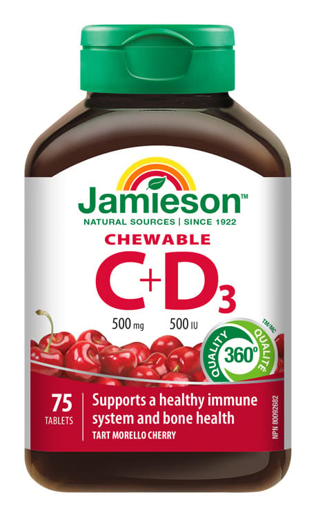 JAMIESON Vitamíny C a D3 třešeň cucací tbl.75