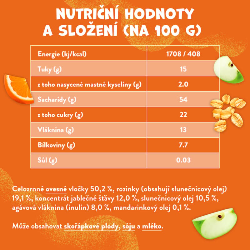Oaty bar Mandarin & apple
