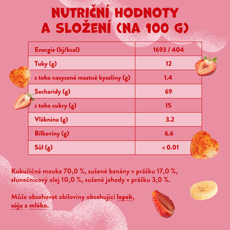 Goodies Křupky srdíčka banán a jahoda