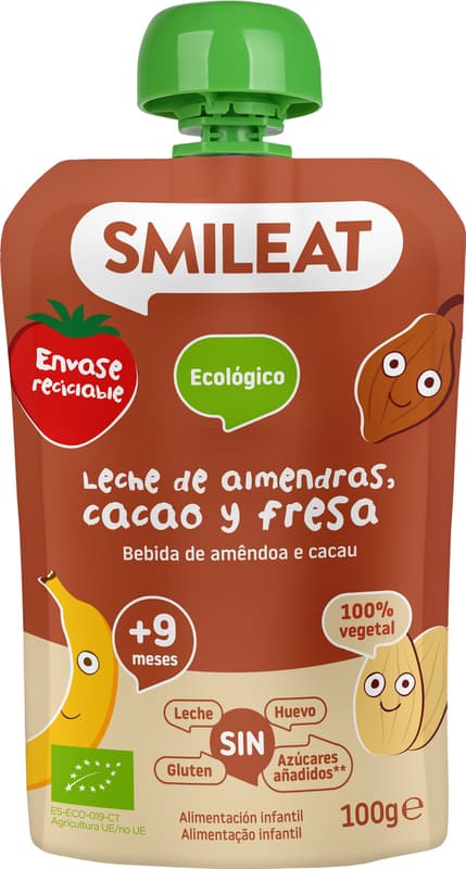 Smileat BIO Kapsička mandlové mléko, banán, jahoda a kakao