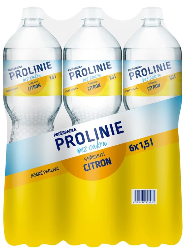Poděbradka Prolinie mineral water lemon without sugar 6×1,5 l