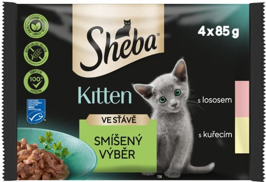 Sheba kapsičky smíšený výběr ve šťávě pro koťata 4×85 g