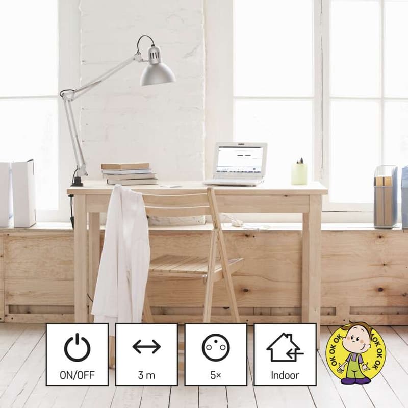 Emos Bílý prodlužovací kabel s vypínačem, 5 zásuvek, 3 m