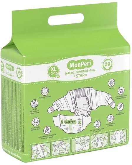 MonPeri EKO Star jednorázové dětské pleny XL (12–16 kg)