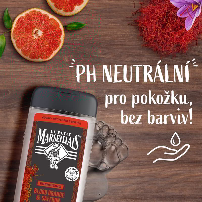 Le Petit Marseillais Pánský sprchový gel 4v1 červený pomeranč a šafrán