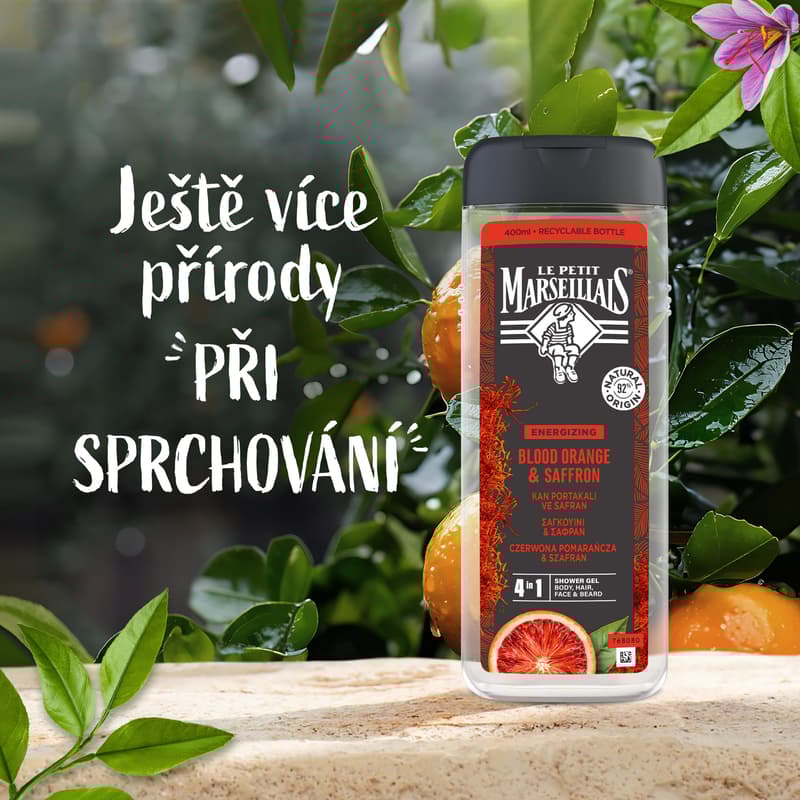 Le Petit Marseillais Pánský sprchový gel 4v1 červený pomeranč a šafrán