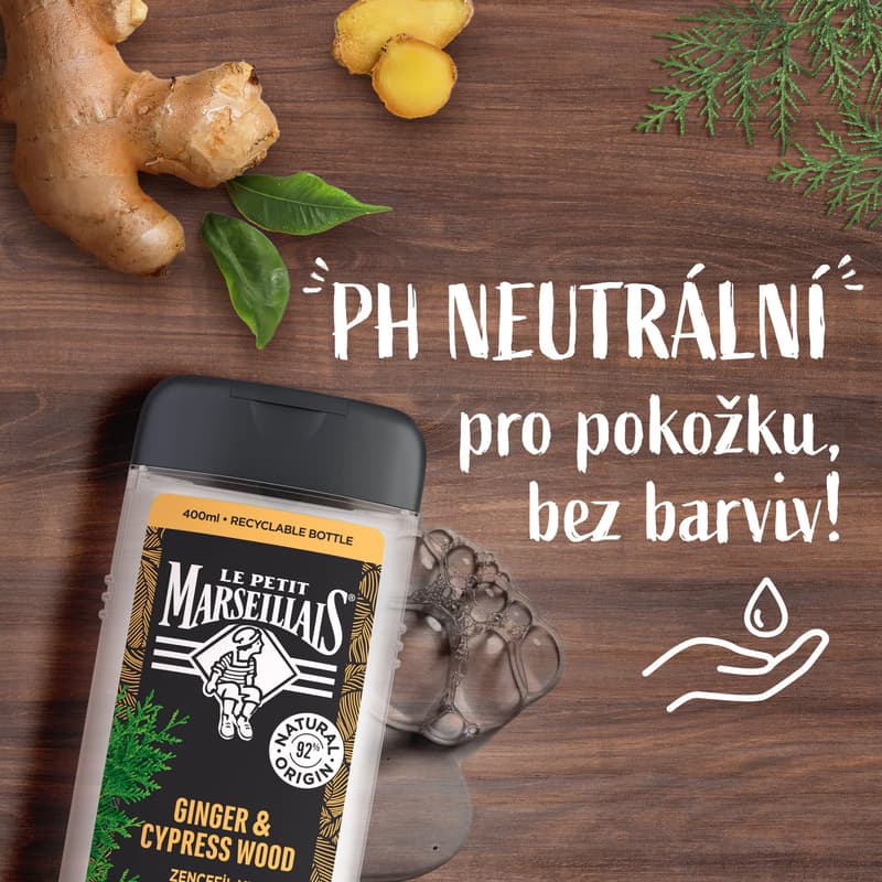 Le Petit Marseillais® shower gel Ginger and Cypress 4 in 1 for body, hair, face and beard