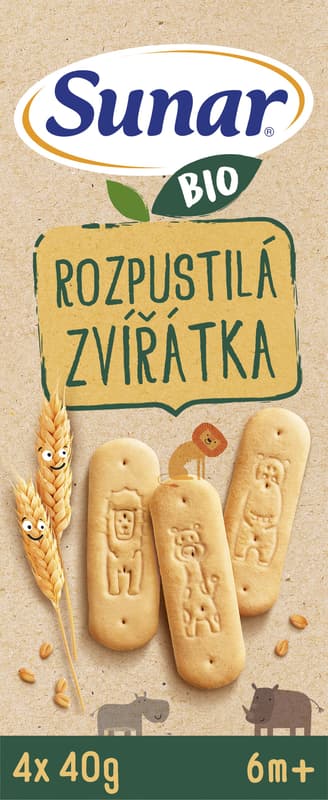 Sunar BIO Rozpustilá zvířátka sušenky 4×40 g