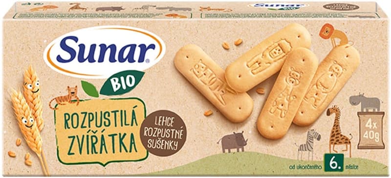 Sunar BIO Rozpustilá zvířátka sušenky 4×40 g