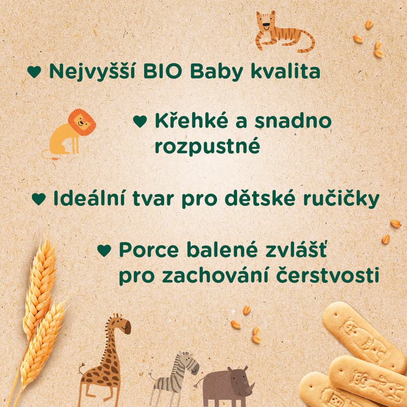 Sunar BIO Rozpustilá zvířátka sušenky 4×40 g