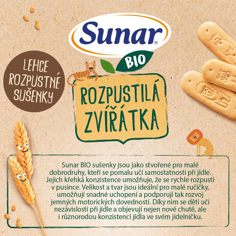 Sunar BIO Rozpustilá zvířátka sušenky 4×40 g