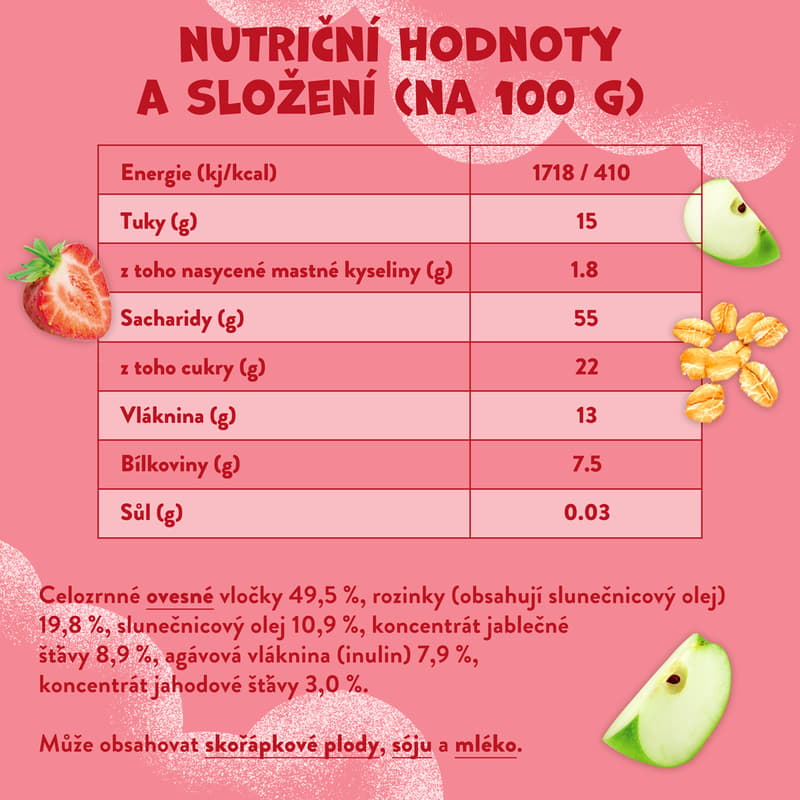 Goodies Ovesné tyčinky jahoda a jablko 6×23 g
