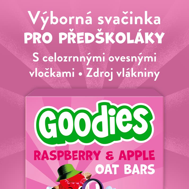 Goodies Ovesné tyčinky malina a jablko 6×23 g