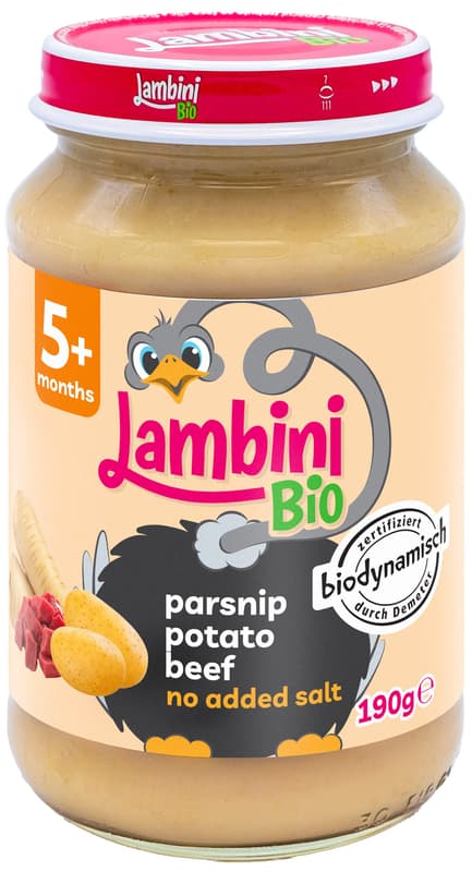 Lambini BIO Demeter příkrm pastinák, brambory a hovězí maso
