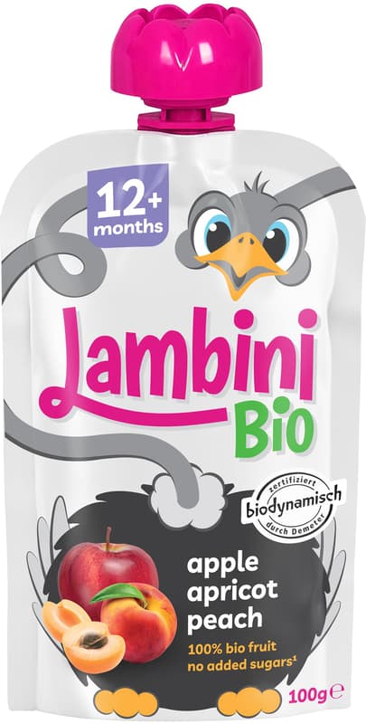 Lambini BIO Demeter pouch apricot, peach and apple