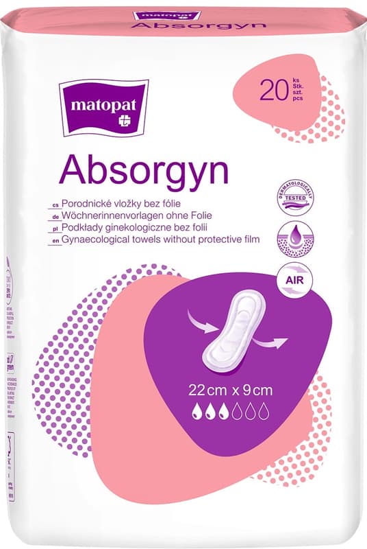 Matopat Absorgyn postpartum gynecological pads without foil 22 × 9 cm