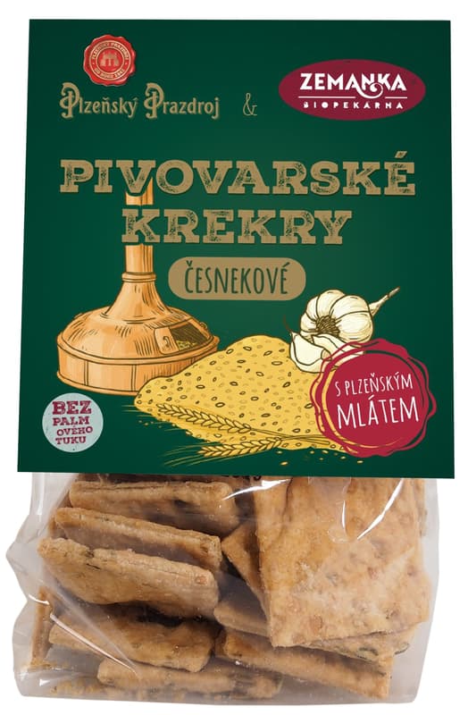 Zemanka Organic Salty crackers with Pilsner Urquell brewer´s grains with garlic