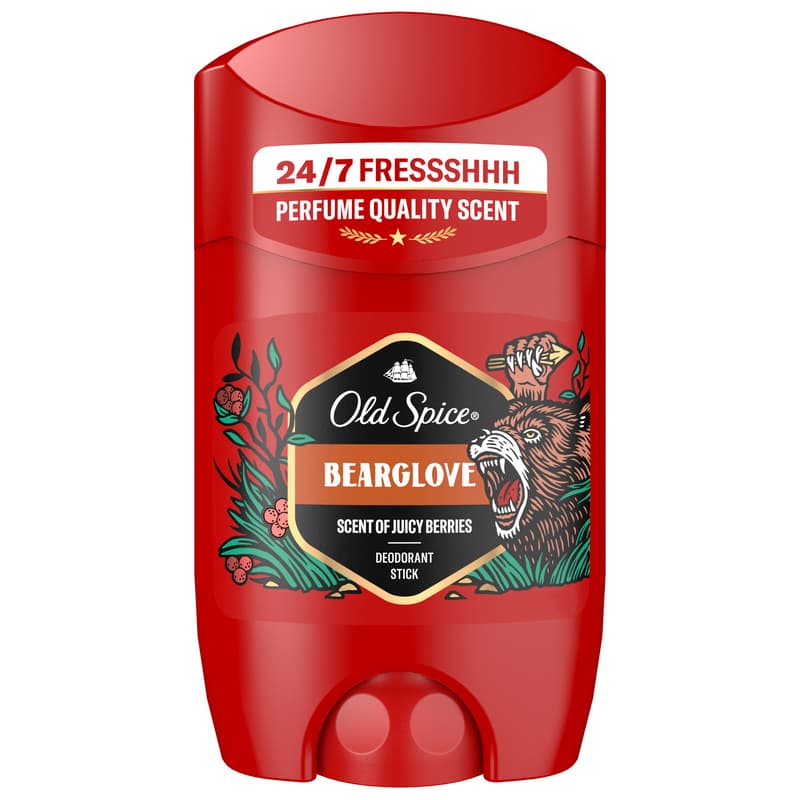 Old Spice Bearglove Deodorant Stick For Men 50 ml, 48H Fresh, 0% Aluminium Salts