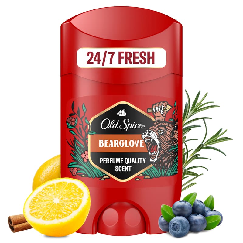 Old Spice Bearglove Deodorant Stick For Men 50 ml, 48H Fresh, 0% Aluminium Salts