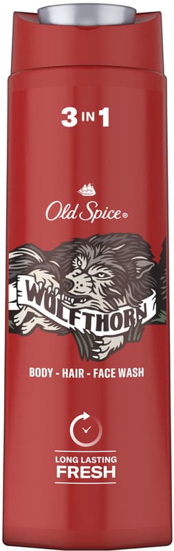 Old Spice Wolfthorn Shower Gel & Shampoo For Men 400 ml, 3-in-1, Long-lasting Fresh