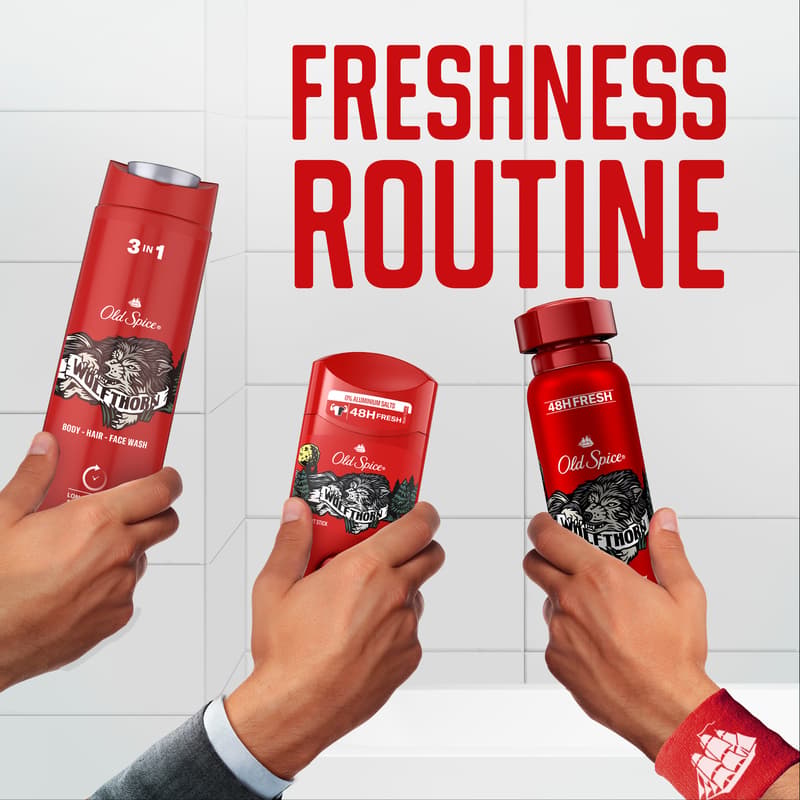Old Spice Wolfthorn Shower Gel & Shampoo For Men 400 ml, 3-in-1, Long-lasting Fresh