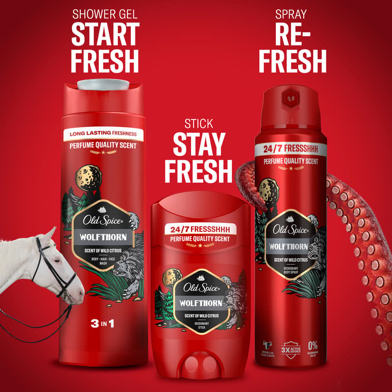 Old Spice Wolfthorn Deodorant Stick For Men 50ml, Aluminium free. 48H Fresh, Perfume Quality Scent