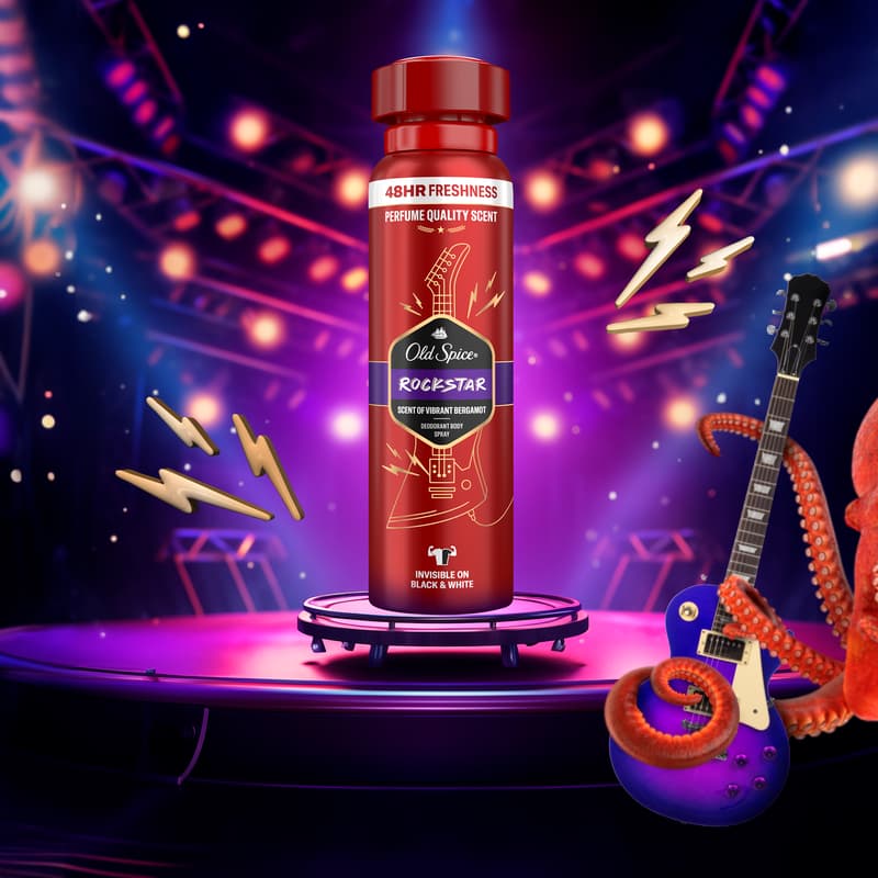 Old Spice Rockstar Men’s Deodorant Body Spray 150ml, Aluminium free, Perfume Quality Scent