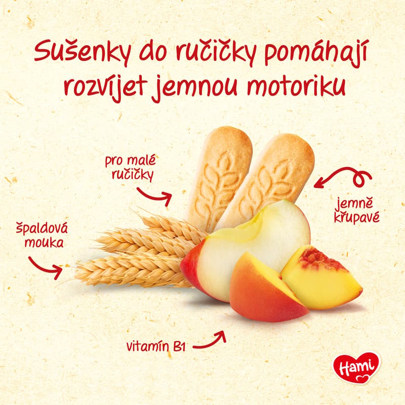 Hami Dětské sušenky jablko a broskev