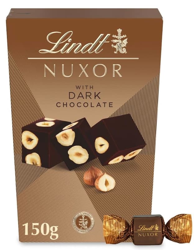 Lindt Bonboniéra Nuxor pralinky hořká čokoláda s celými lískovými ořechy
