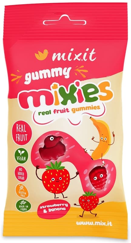 Mixit Fruit mixies natural jelly candies banana & strawberry
