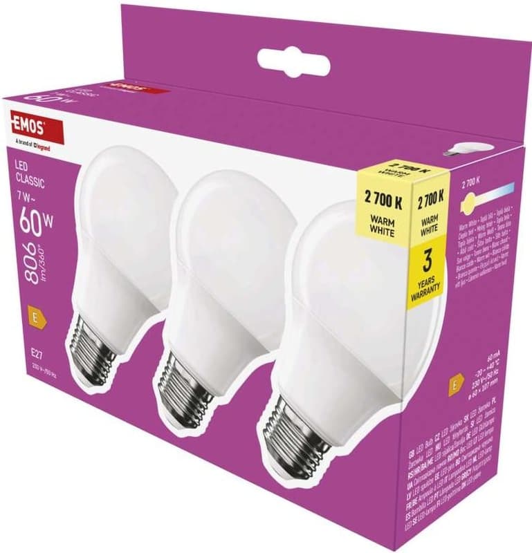 Emos LED žárovka Classic A60 7W E27, teplá bílá