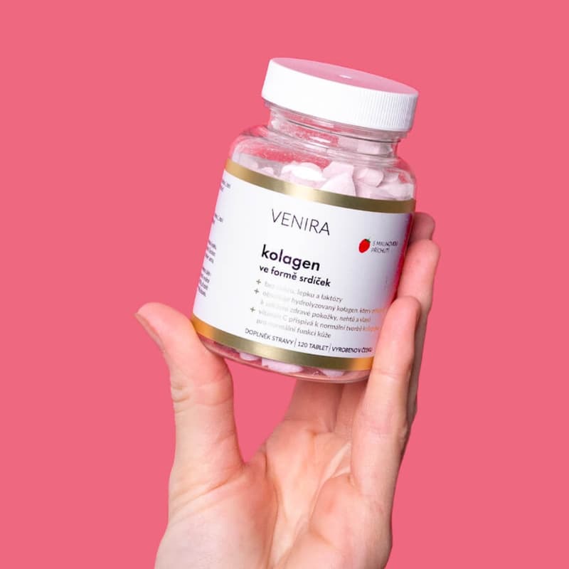 Venira Kolagen ve formě srdíček malina tbl.120