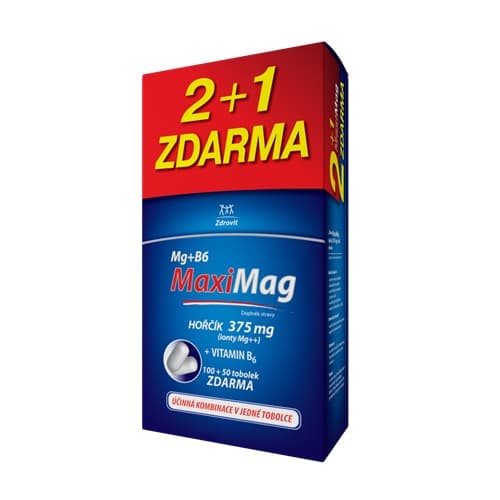MaxiMag Hořčík 375mg+B6 tob.100+50 zdarma