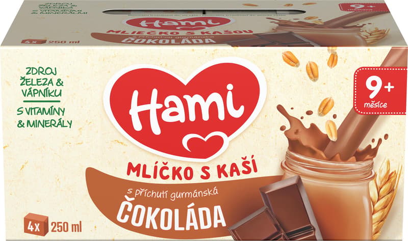 Hami Mlíčko s kaší s příchutí gurmánské čokolády 4×250 ml