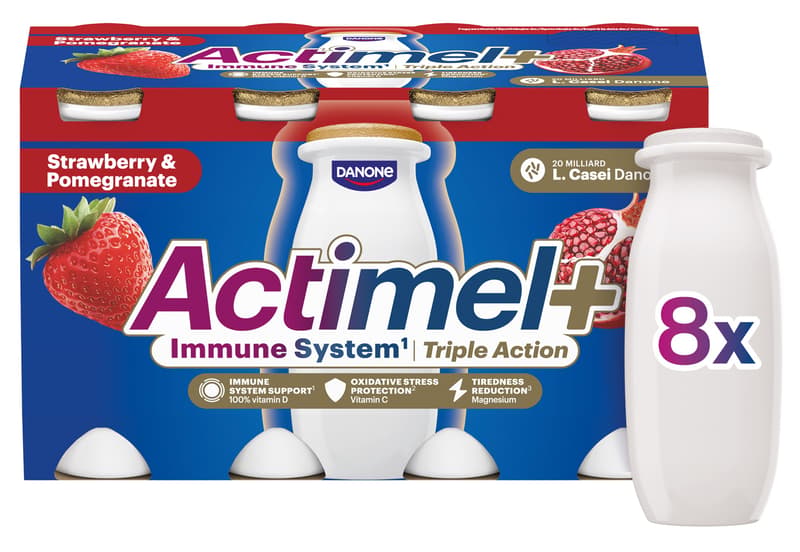 Danone Actimel Probiotic yoghurt drink strawberry and pomegranate 8x100 g