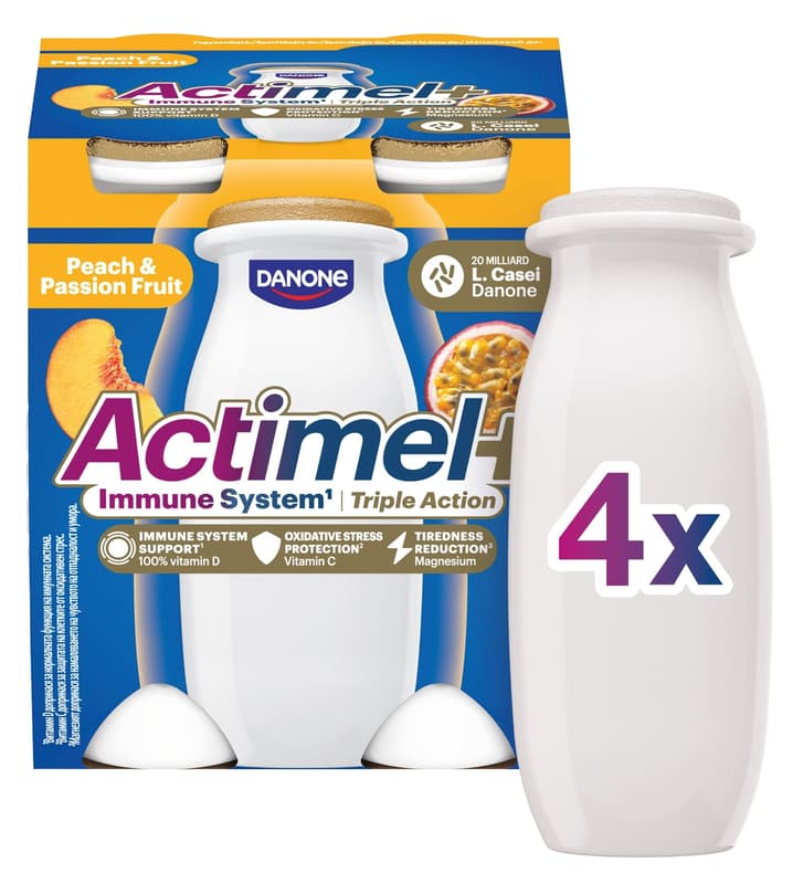Danone Actimel Probiotic yoghurt drink peach and passion fruit 4x100 g