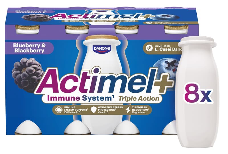 Danone Actimel Probiotic yogurt drink blueberry and blackberry 8×100 g