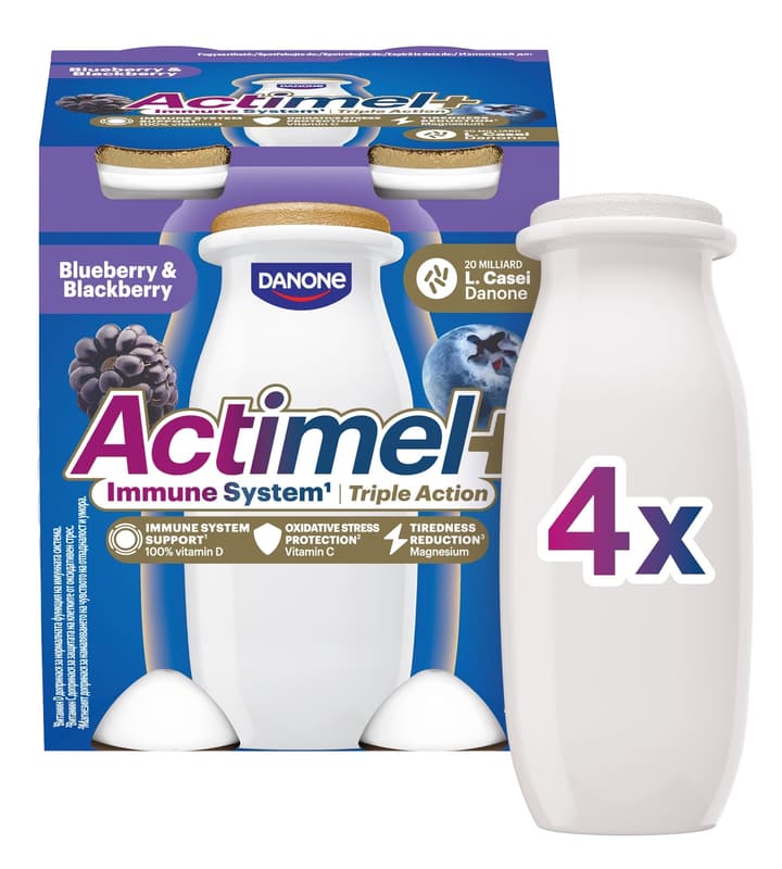 Danone Actimel Probiotic yogurt drink blueberry and blackberry 4×100 g