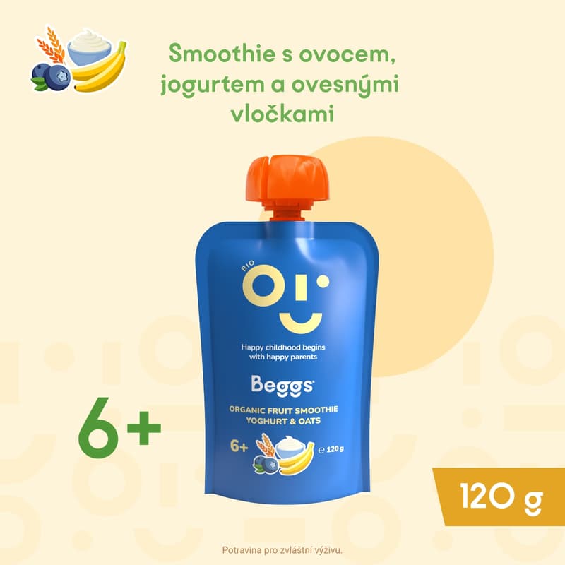 Beggs BIO Smoothie s ovocem, jogurtem a ovesnými vločkami