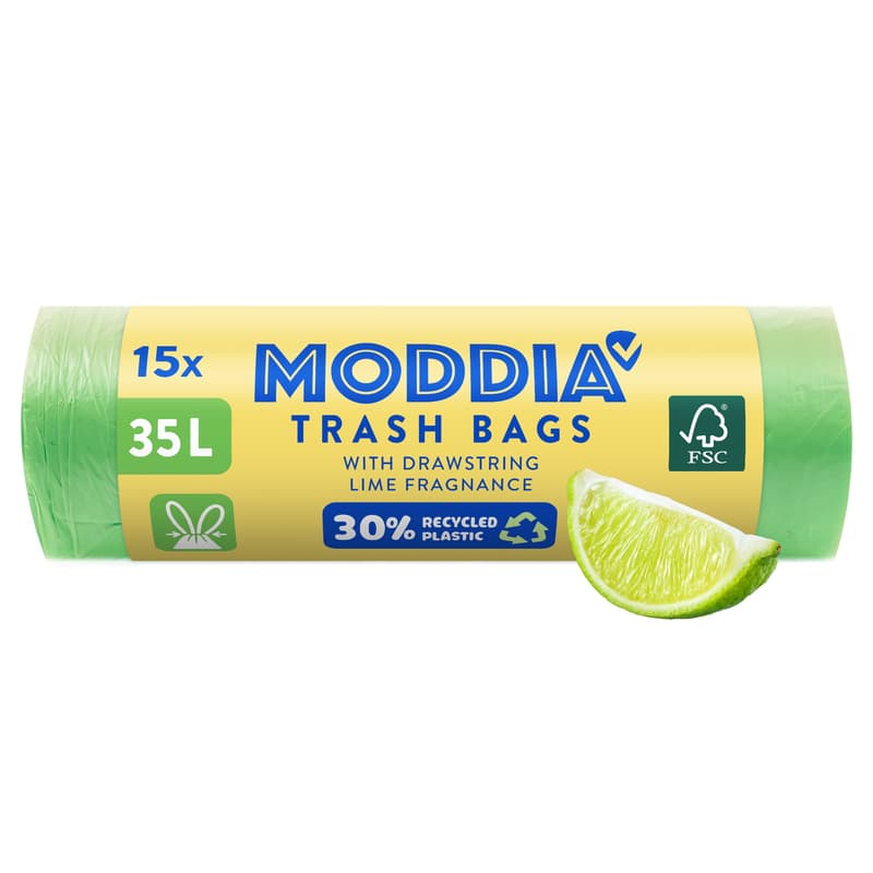 Moddia Garbage bags 35 l with lime scent and retractable tape