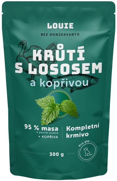 Louie Kompletní krmivo krůtí s lososem a kopřivou pro psy