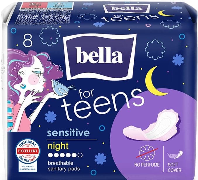 Bella for Teens Sensitive Night Menstrual Pads