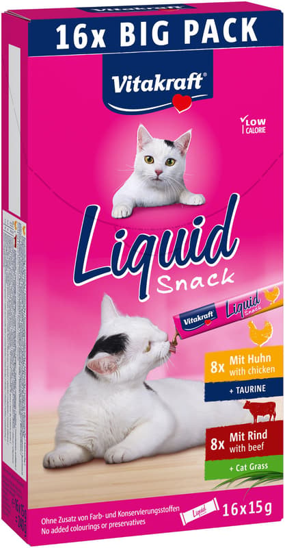 Vitakraft Liquid Snack with beef and chicken, 16×15 g