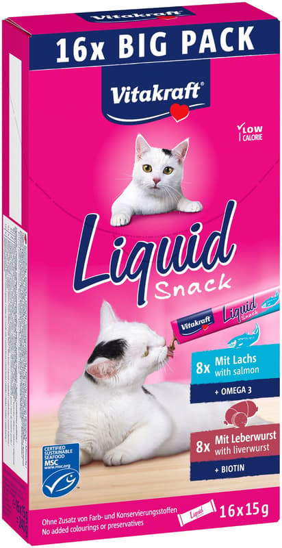 Vitakraft Liquid Snack with liver and salmon, 16×15 g