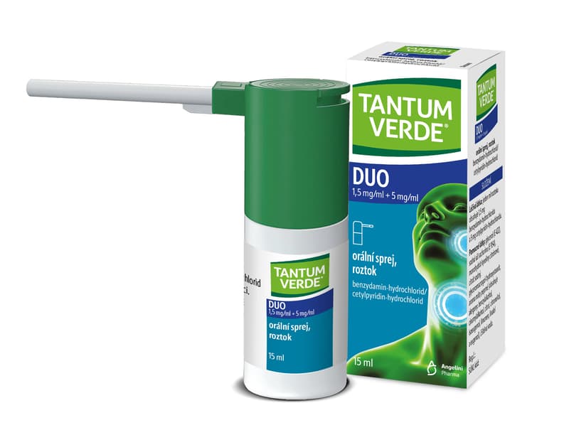 TANTUM VERDE DUO 1,5MG/ML+5MG/ML Orální sprej, roztok 1X15ML