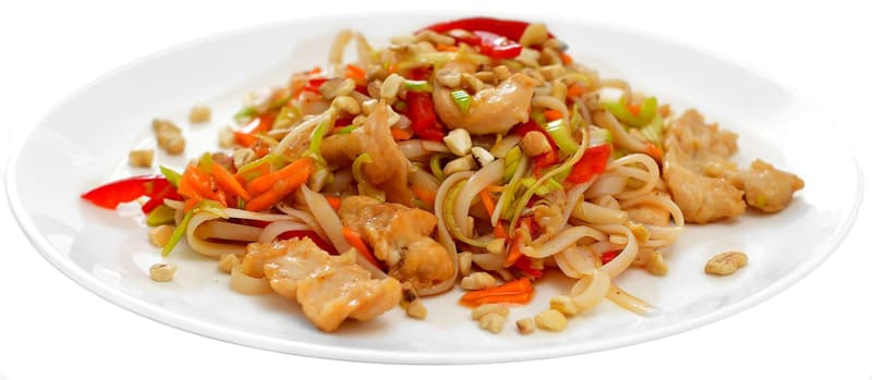 Pad thai noodles with chicken and fresh vegetables (set for preparing ready meals)