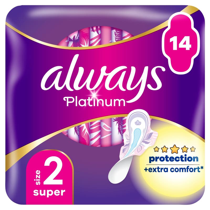 Always Platinum Super Sanitary Towels With Wings