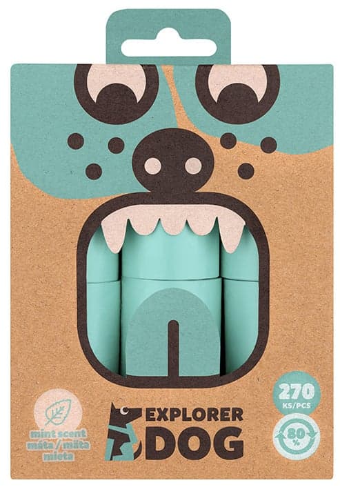 Explorer Dog Eco dog poop bags with mint scent