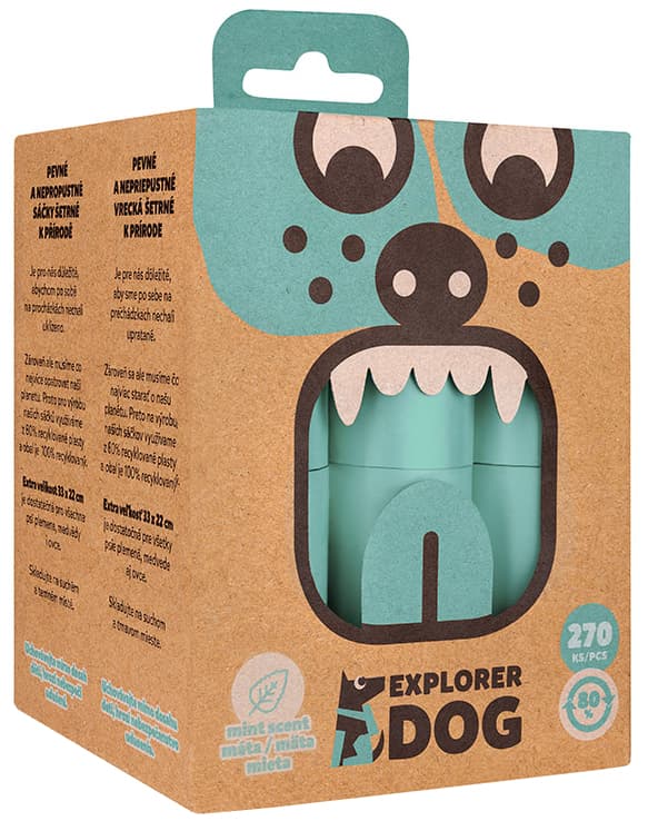 Explorer Dog Eco dog poop bags with mint scent